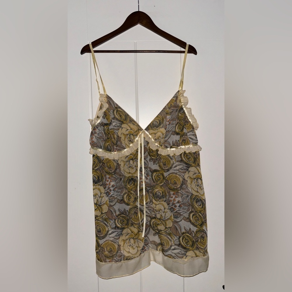 Moonlight Serenade Floral Babydoll Chiffon Coquette Cami Nightie Women 1X Sheer
